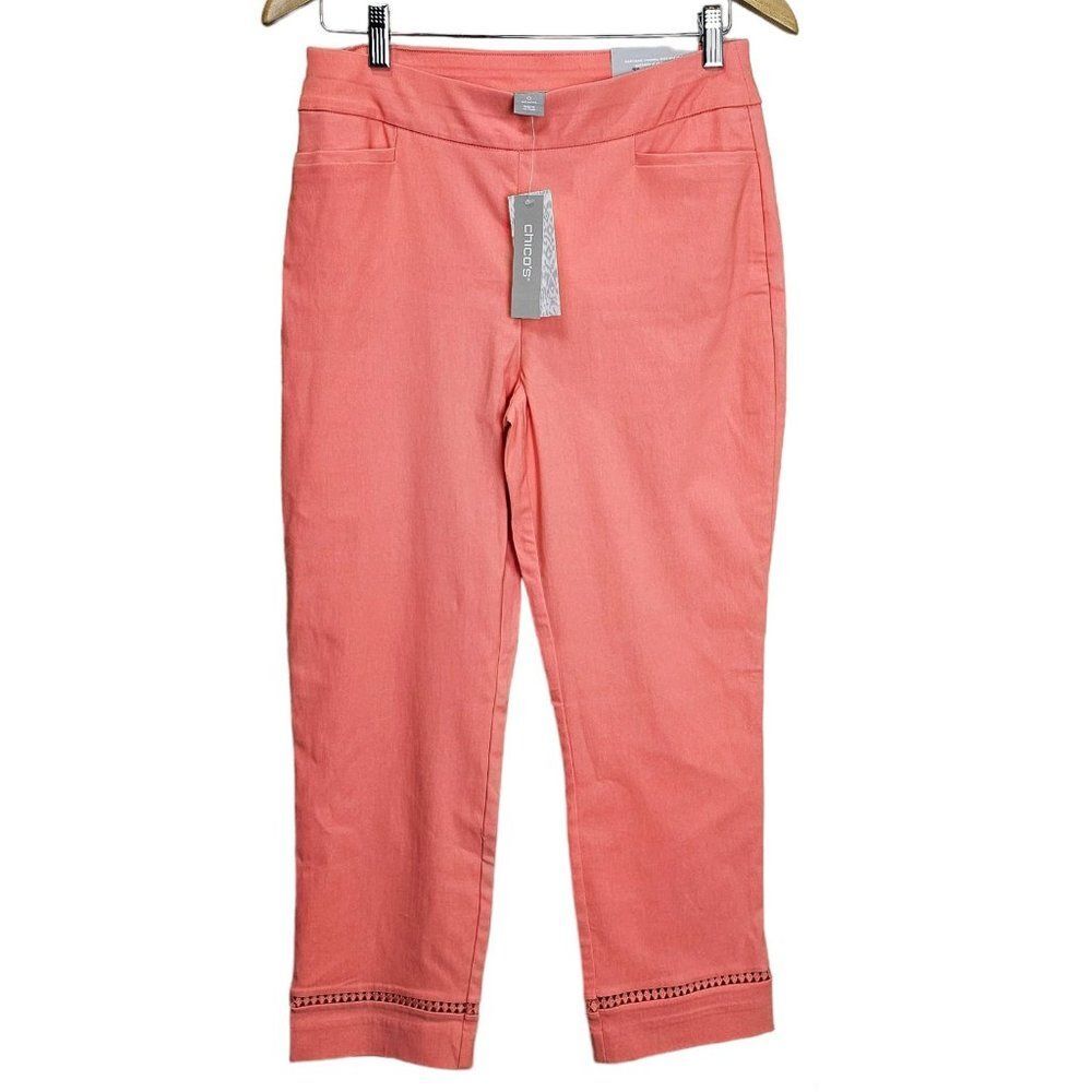NWT Chico's Coral Sunset So Slimming Brigitte Slim Leg Size 4